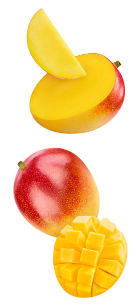 istock Fresh mango fruits isolated on white background 2150725429