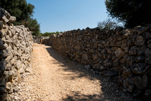 Ground road between walls made of stone