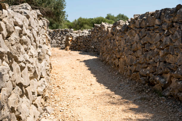 istock Ground road between walls made of stone 2150727404
