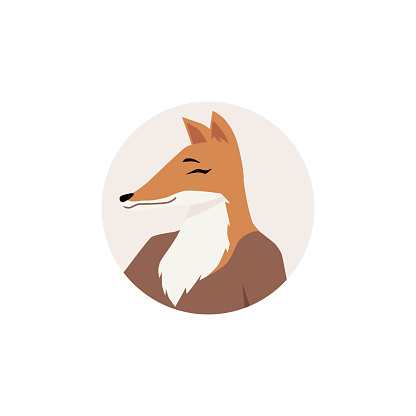 Sly fox avatar. Vector illustration of a clever fox with a cunning smile, encapsulating wit and intelligence in a minimalist style.