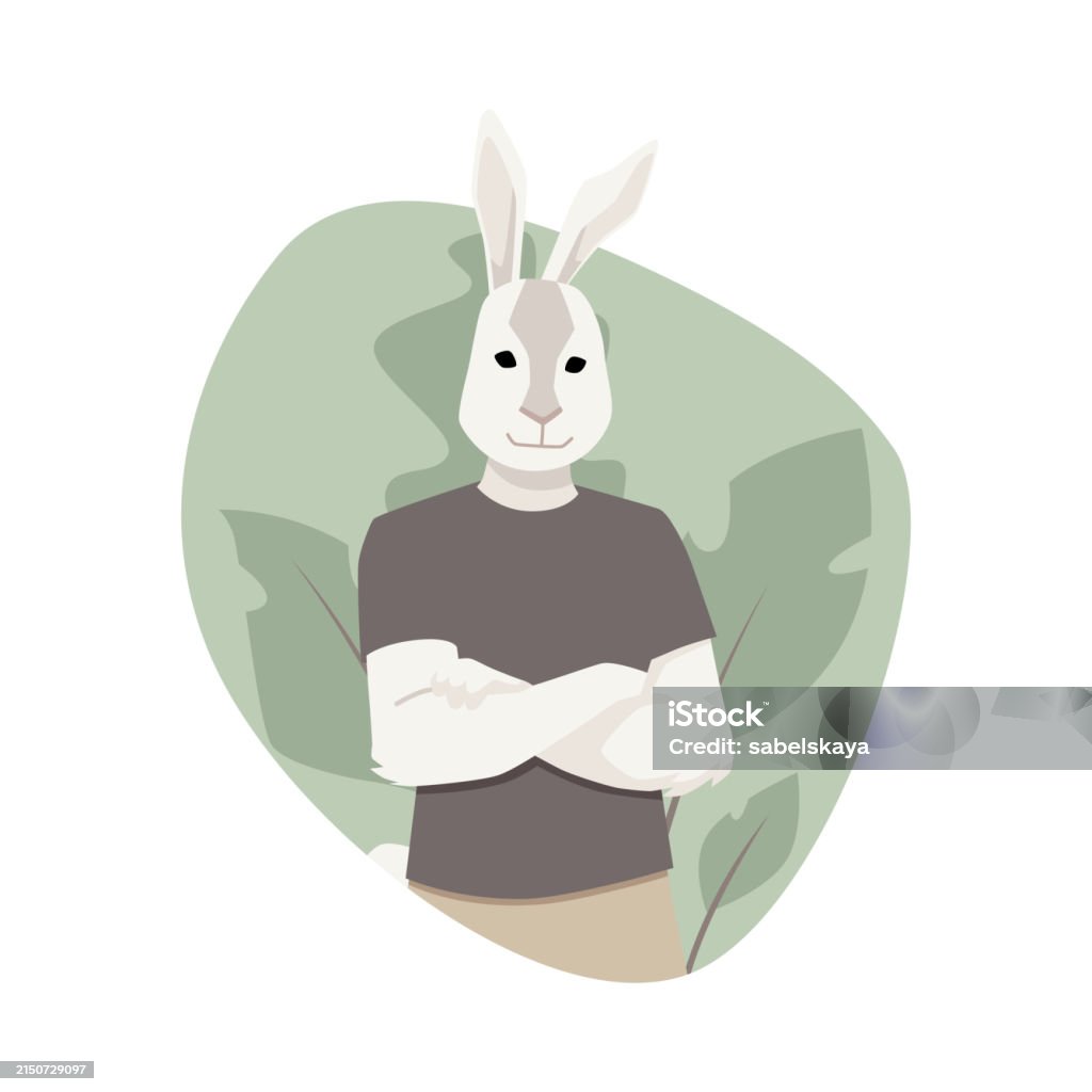 Anthropmorphicv Rabbit Rabbit Relaxed Anthropomorphic Rabbit Vector Illustration Stock Illustration ...
