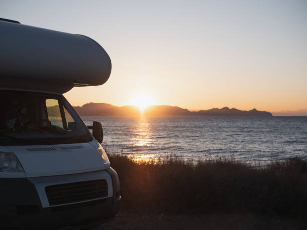 istock Sunset by the motor home 2150729431