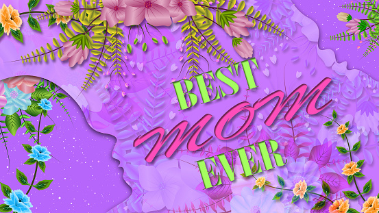 best mom ever mother's day greetings in purple texture with animated flowers. beautiful animation for mother's day.