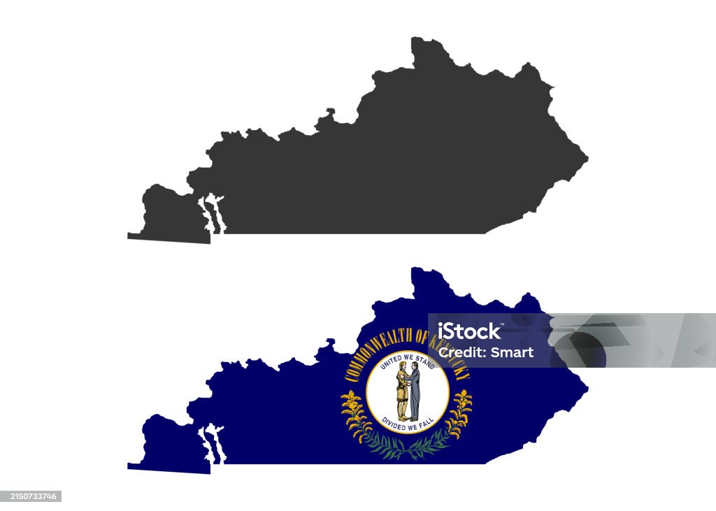 米国ケンタッキー州ケンタッキー州の旗と領土白い背景にアメリカの領土状態を分離しますベクトル図 アイコンのベクターアート素材や画像を多数ご