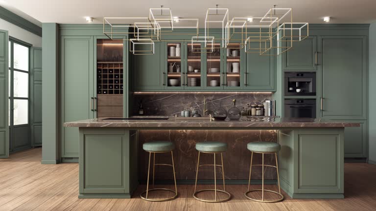 Modern glamour kitchen animation - changing color versions