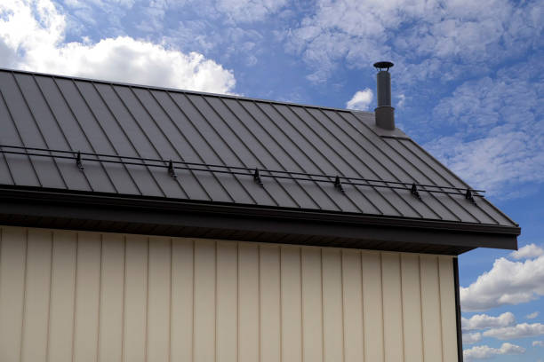 Corrugated Standing Seam Metal Roof On House With Snow Guard