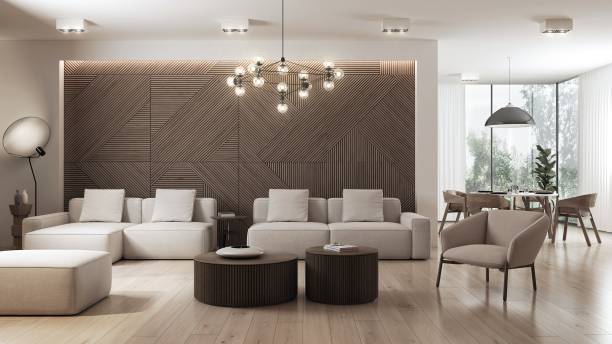 istock A modern spacious living room interior designed in muted colors. 2150737580
