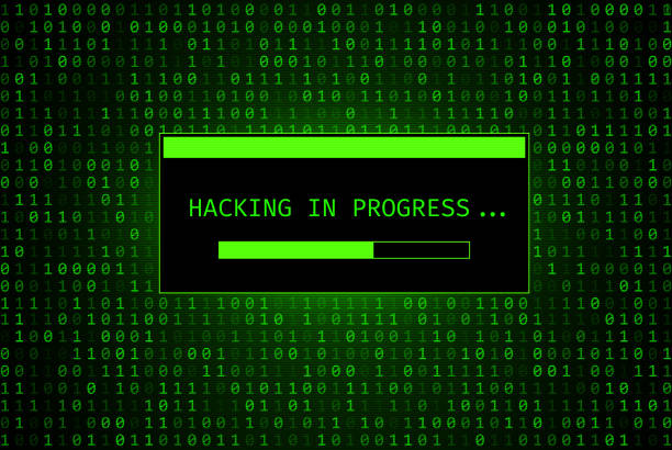 ilustrações de stock, clip art, desenhos animados e ícones de green code background - hacking in progress - crime informático