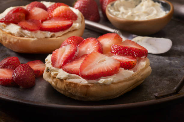 Strawberry and Cream Cheese Bagels