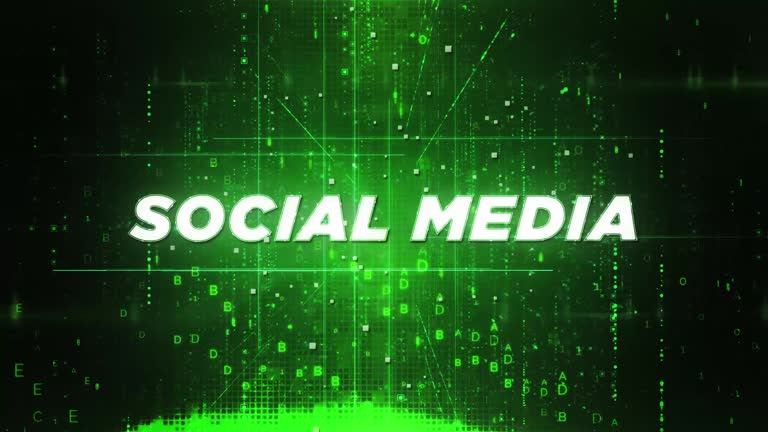 Social Media Word Matrix Hi Tech Background