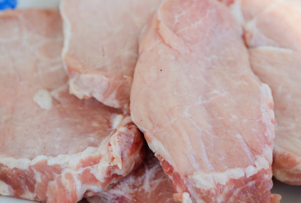 Pieces of chopped pork before cooking