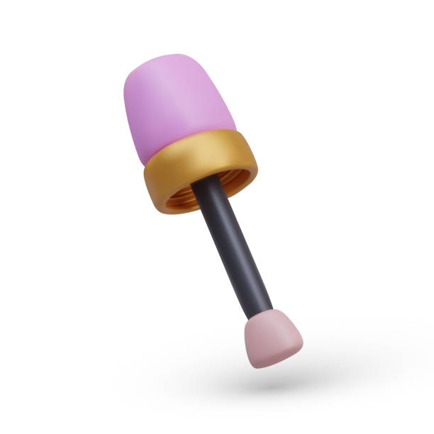 istock Realistic plastic holder with lipstick brush in pink colors with black and gold elements 2150740539