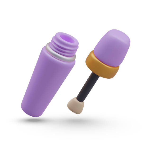istock Long narrow bottle and brush. Face concealer. Set of isolated 3D objects 2150740855