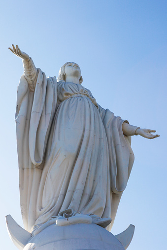The Statue of the Immaculate Conception at Cerro San Cristóbal in Santiago, Chile.
