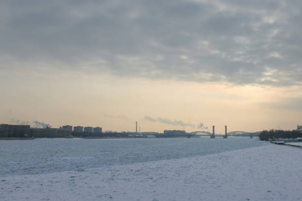 istock Volga River frozen during winter as it passes through Moscow 2150743006