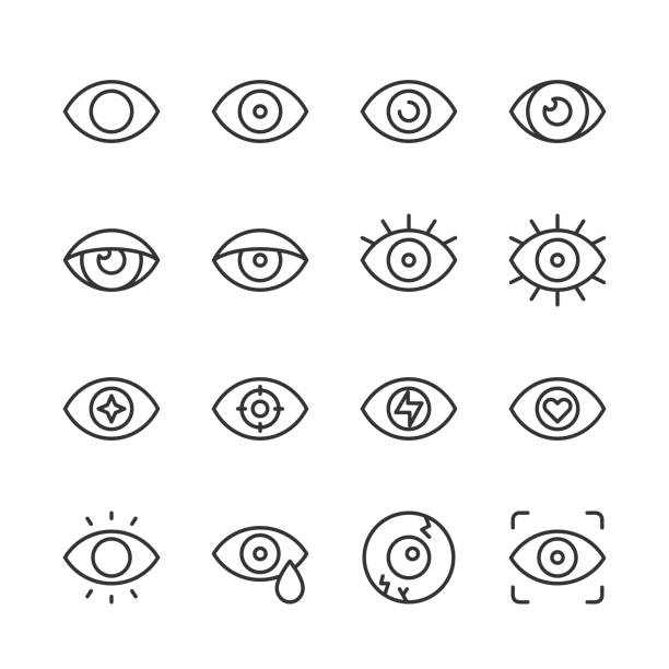 illustrations, cliparts, dessins animés et icônes de icônes d’œil — série monoline - battre des paupières