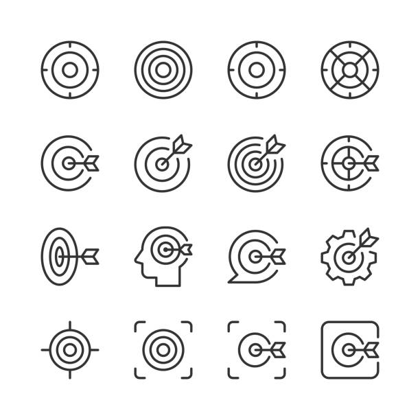 Target Icons — Monoline Series Vector line icon set appropriate for web and print applications. Designed in 48 x 48 pixel square with 2px editable stroke. Pixel perfect. wishing stock illustrations
