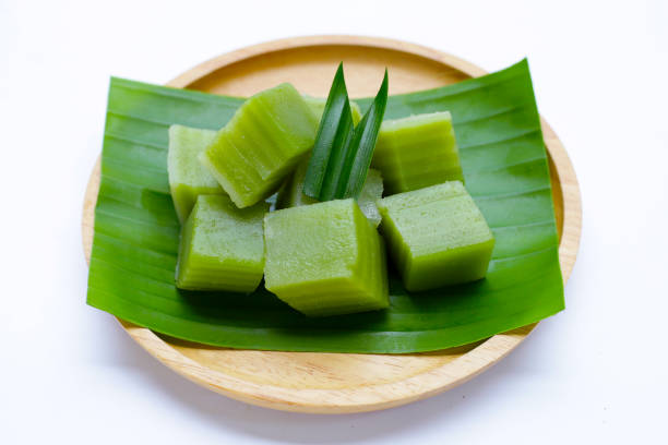 istock Steamed pandan layer cake. Thai Desserts. 2150748572