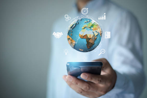 istock Businessman using mobile smartphone and icon global internet connection network. Business connection application technology, digital marketing, financial and banking, digital link tech, big data, ai. 2150750143