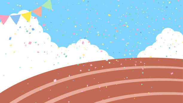 ilustraciones, imágenes clip art, dibujos animados e iconos de stock de sports day - estadio de atletismo