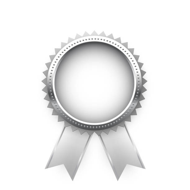 istock Silver medal for second place with ribbons and free space for award nomination name. Winner rank two on white background. Championship in sport or movie vector illustration 2150755423