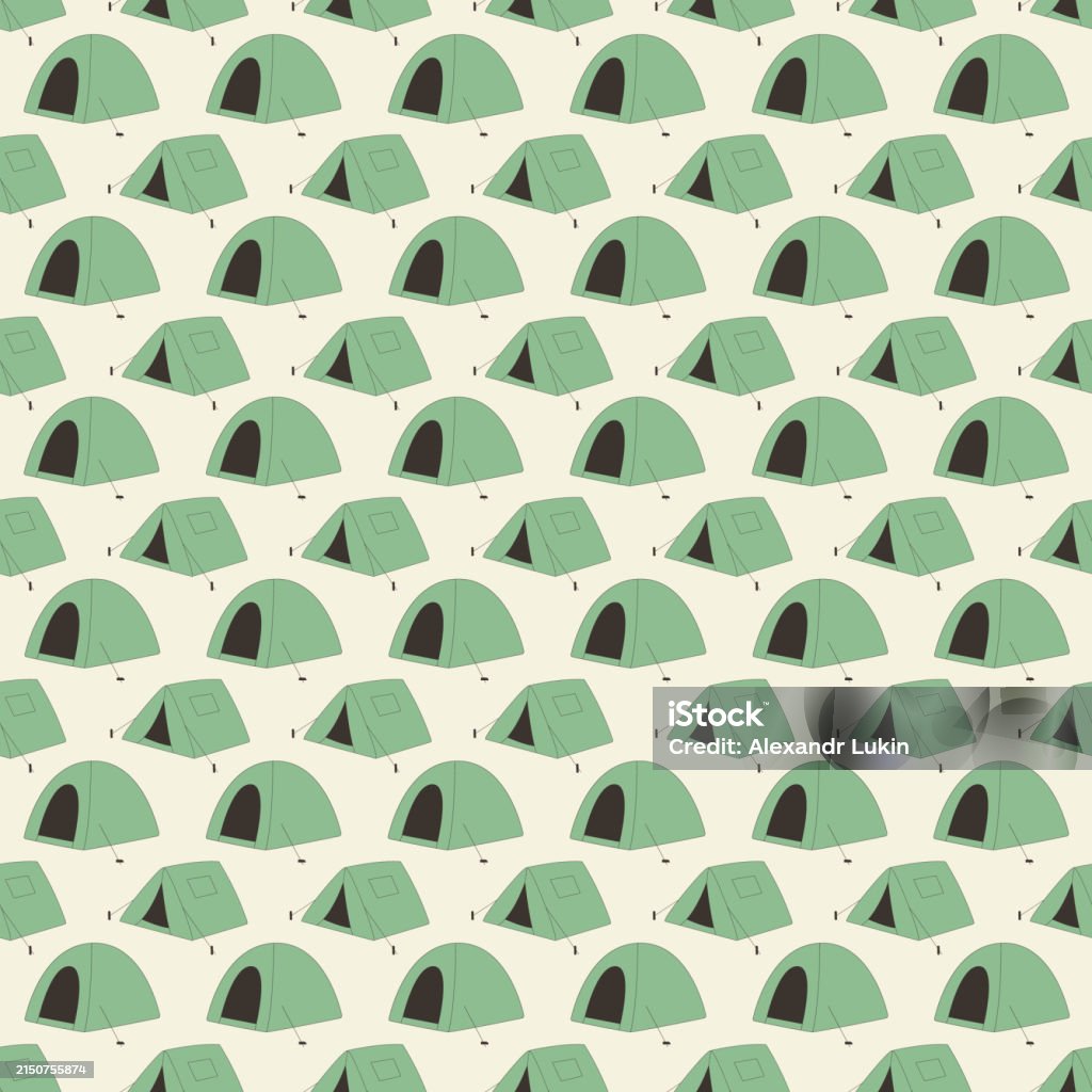 Printable Tent Pattern Camping Seamless Pattern Tents Endless Background Picnic Expedition ...