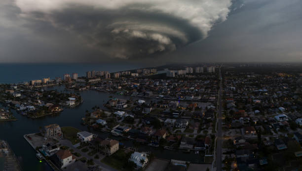 Storm over Naples Park in Naples, Florida in summer.
