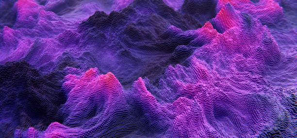 istock Abstract purple cubic landscape technology background. Technology concept 2150759616
