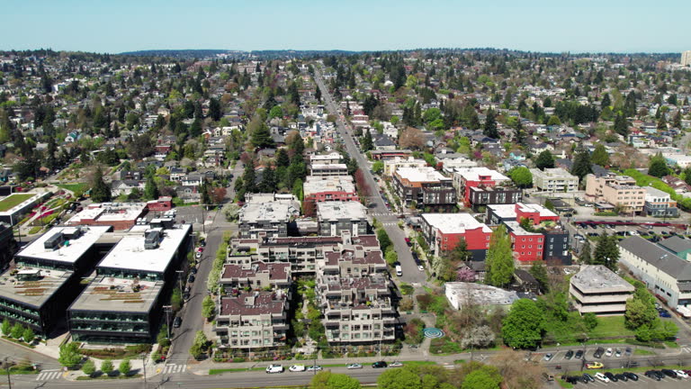 Seattle Residential Neighborhood Houses Shot by Drone