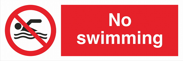 Safety Warning Prohibition ISO British Signs Landscape No swimming