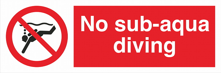 Safety Warning Prohibition ISO British Signs Landscape No sub aqua diving