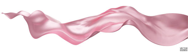 istock Flying pink silk textile fabric flag background. Smooth elegant pink Satin Isolated on white Background for grand opening ceremony. Pink curtain. 3d vector illustration 2150763753