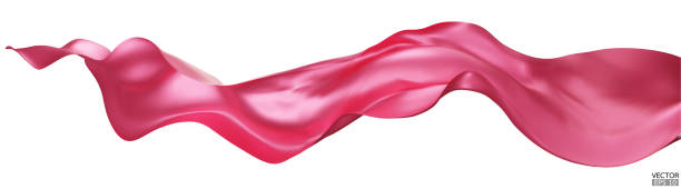 istock Flying pink silk textile fabric flag background. Smooth elegant pink Satin Isolated on white Background for grand opening ceremony. Pink curtain. 3d vector illustration 2150763758
