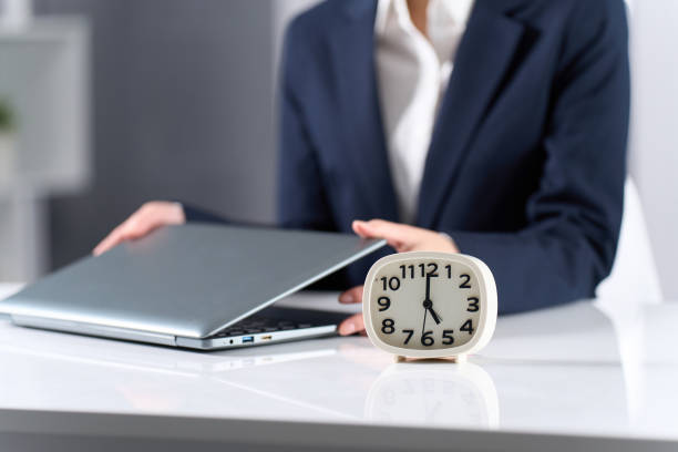 istock A woman finishes work at 17:00 and leaves work 2150763891