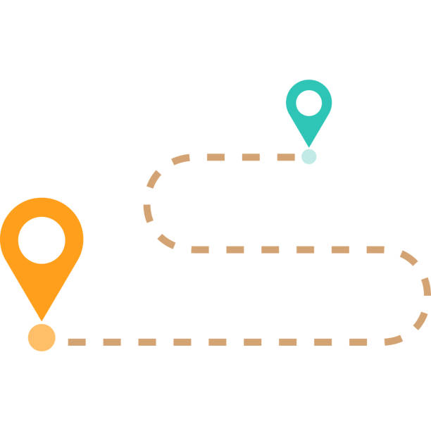 istock location icon leading to the destination, pointer on the map for navigator to travel and make a trip 2150766230