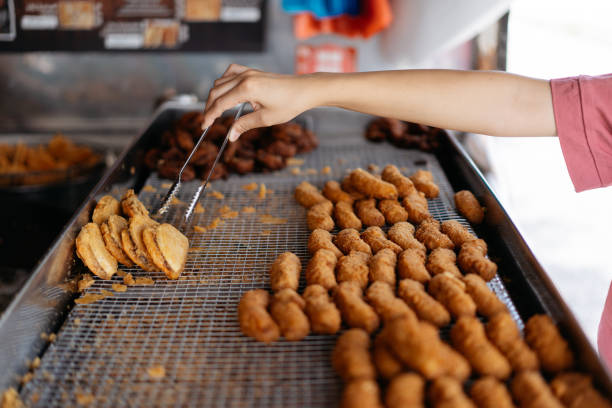 Local street food fried banana and potato