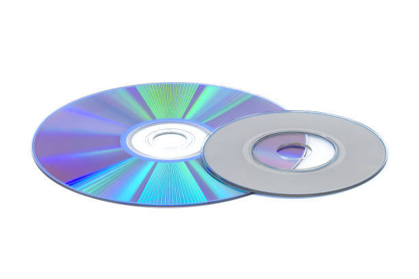 istock Close up of a CD positioned flat on a plain white background 2150767887