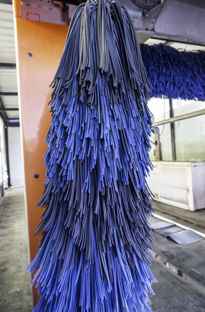 Empty automatic wash blue brush in action, ready clean