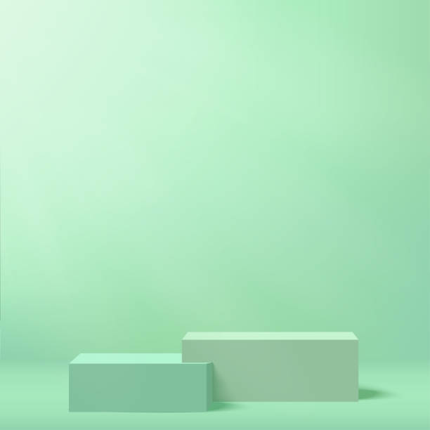istock 3d green color podium and minimal green wall scene Vector 2150771744
