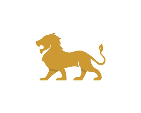 Abstract lion in golden color logo
