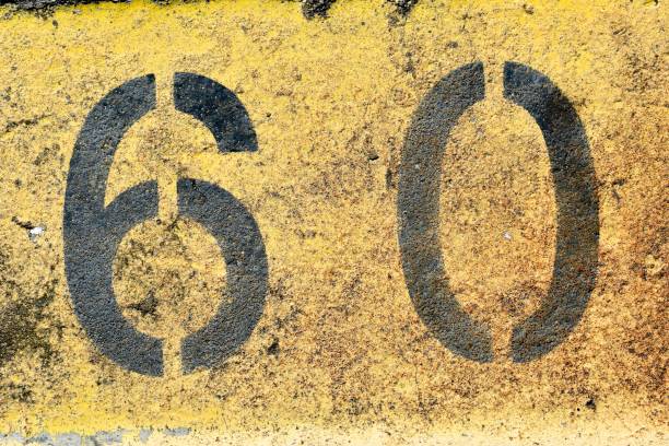istock The number 60, sixty, six zero; painted in a vintage style. 2150775426