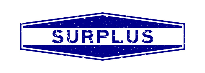 Grunge blue surplus word hexagon rubber seal stamp on white background