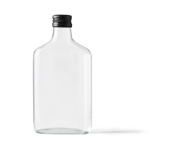 istock Blank glass bottle  black cap on white background design template 2150782251