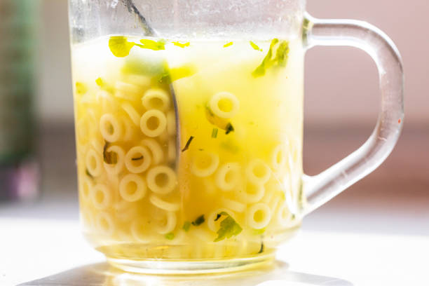 broth with vermicelli and herbs. Diet food. snack