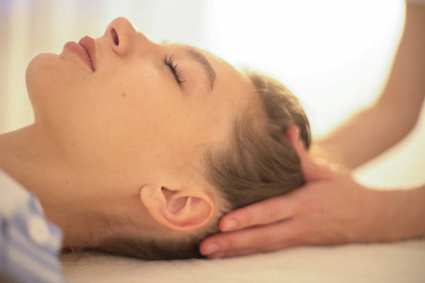 istock Face massage. Relaxing.  Cosmetology .Medicine 2150787001
