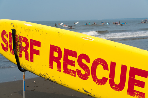 Surf rescue board at the beach