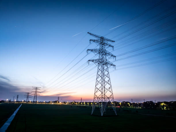 High voltage electricity tower landscape