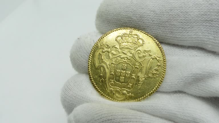 Old Coins. Portuguese Gold Coin Coin 06