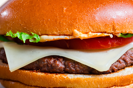 Close-up Hamburger with fast food