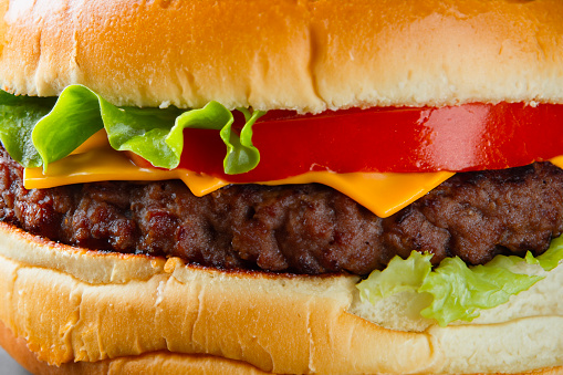Close-up Hamburger with fast food